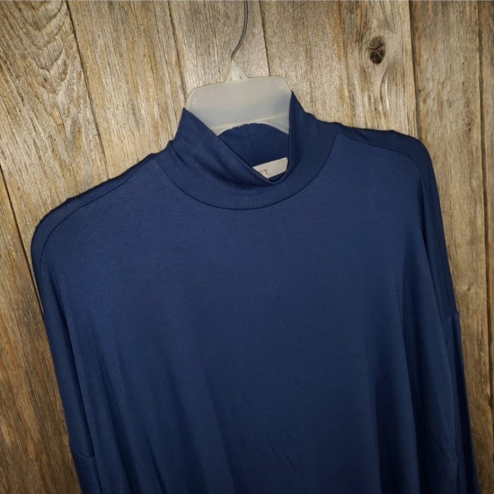 NEW Loft Blue Mock Neck Knit Top Oversized * - Picture 4 of 5